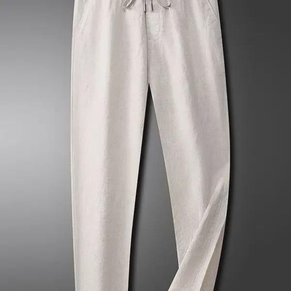 Men's High-End Linen Cotton Casual Pants - Summer Thin Cool Straight Fit