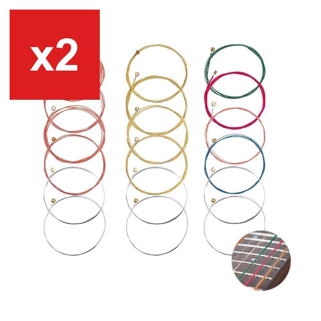 Acoustic Guitar Strings YINKE Replacement Set (3-Pack, 18 Strings), Steel Core Copper Alloy for Folk Guitars (3 Colors)