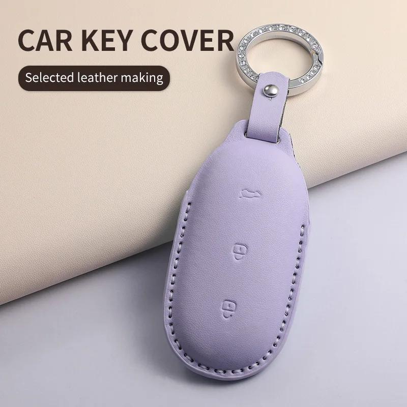 Pu Leather Car Key Case Cover For Lixiang L9 L8 L7 L6 Anti-Scratch Car Smart Remote Key Shell Protecter Decorative Accessories