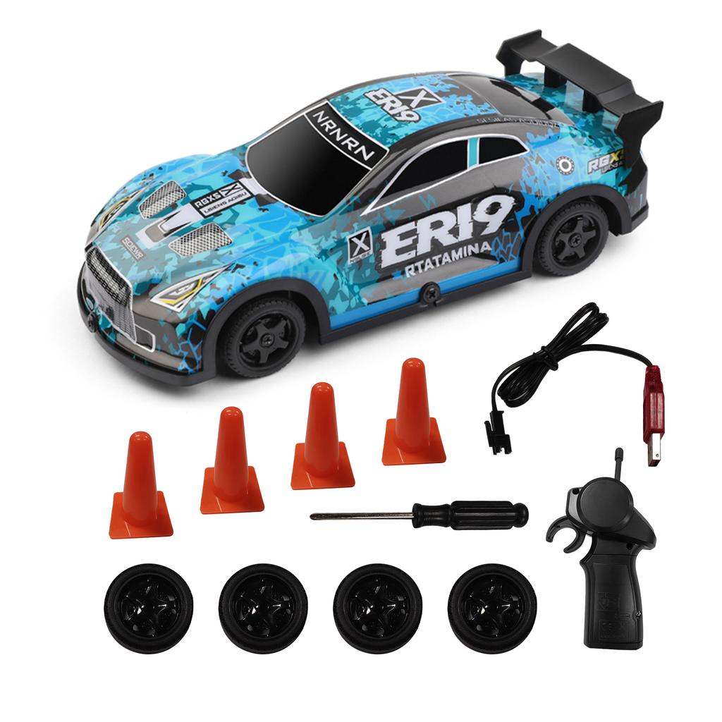 Remote Control Drift Car, 2.4GHz 1:22 Scale 4WD Rechargeable Electric Vehicle with LED Lights, Racing Tires, Ideal