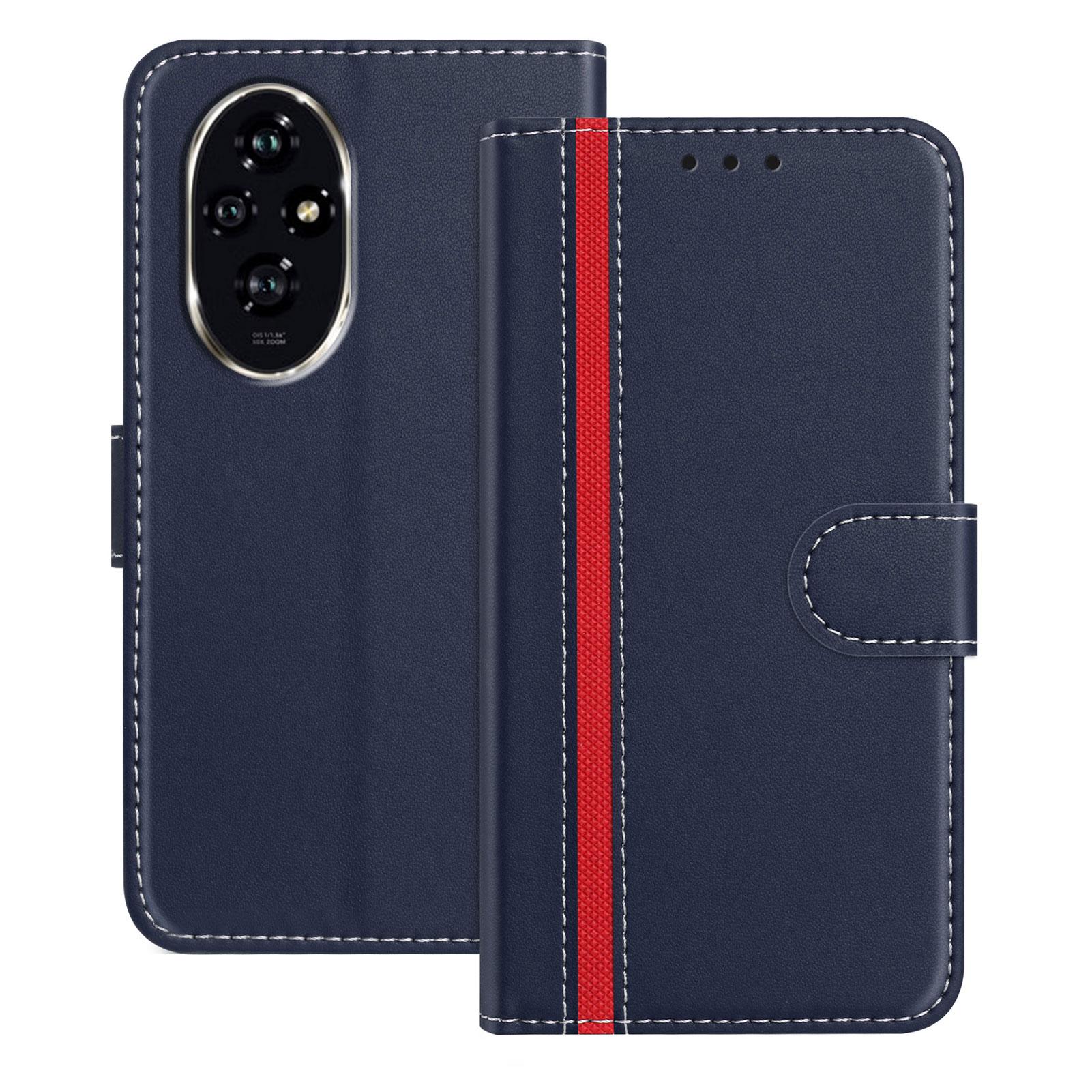 

For Honor 200 5G Phone Cases Wallet Stand Color Splicing Leather Cover with Magnetic Clasp Blue