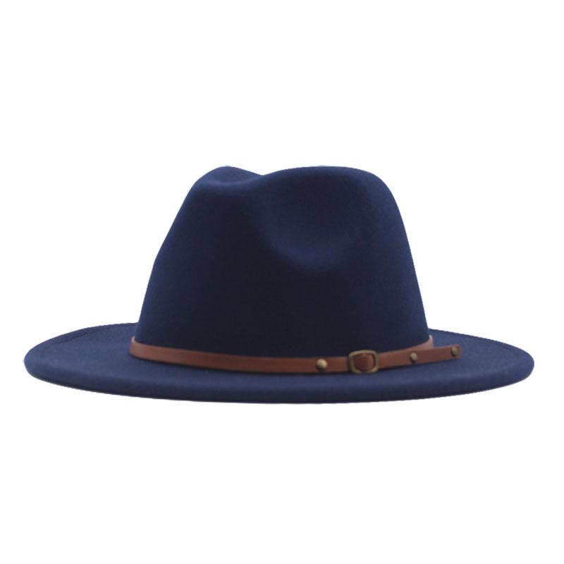 Europäischer, amerikanischer Herbst- und Winter-Kaffeefarbe Jazzhut Kinder Britischer Retro-Flachkrempen-Wollhut Filzhut Vielseitiger Mode-Hipster Zylinder