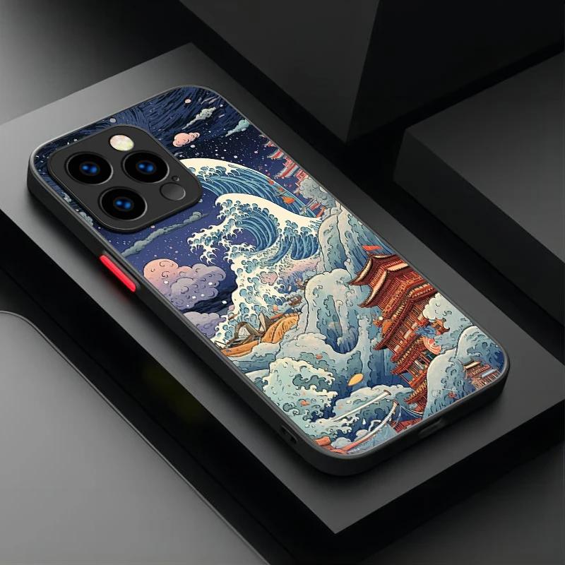 

Japan Ukiyo-e Samurai Sea Wave Hard Phone Case For iPhone 17 Air 16e 15 14 13 12 11 Pro Max Plus Mini SE2020 2022 Matte Cover iPhone 11 Pro