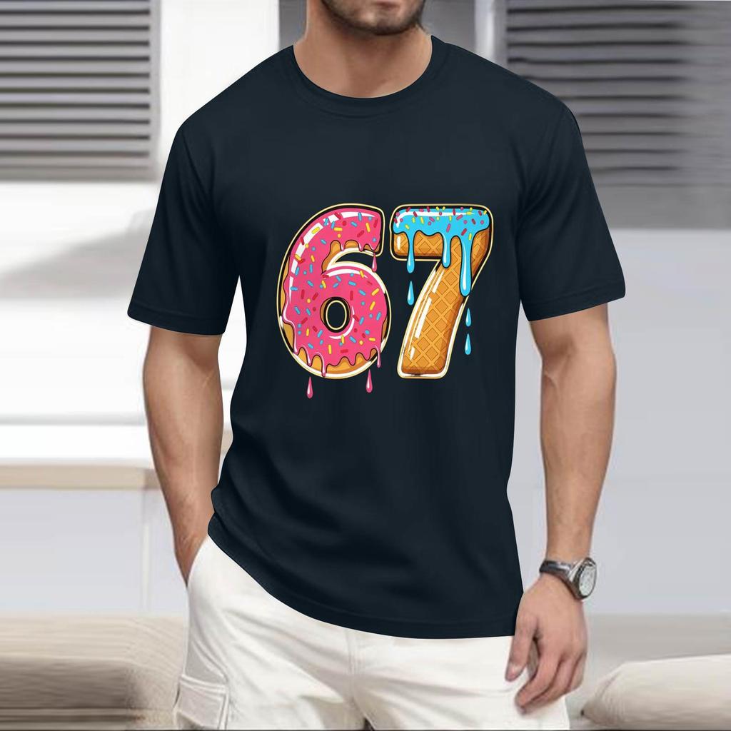 Men's Popular T-shirt Printed Round Neck Short Sleeve T-shirt