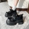 Spring 2025 new soft leather lace-up platform heightening loafers women's British style retro versatile JK small leather shoes