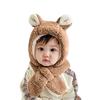 SLINX Baby Newborn Knitted Hat and Scarf with Animal Rabbit and Bear and for Boys and and Ages One Size Fits DM11 Free Brown Ears, Double-Sided,