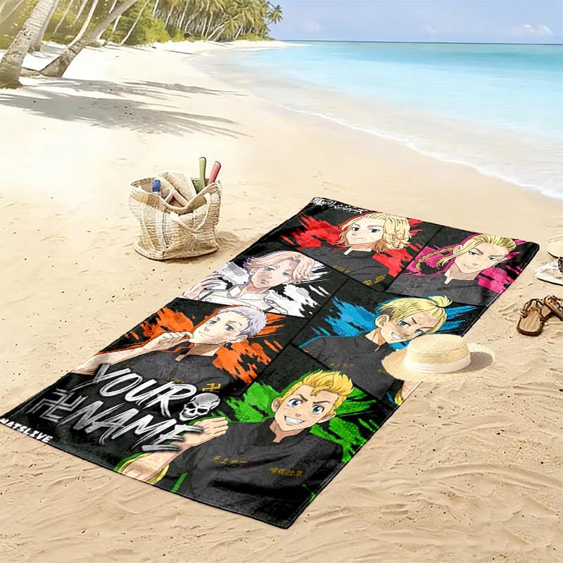 Name Custom Tokyo Revengers Print Beach Towel, Large Soft Quick Dry Towel for Beach Camping Swimming