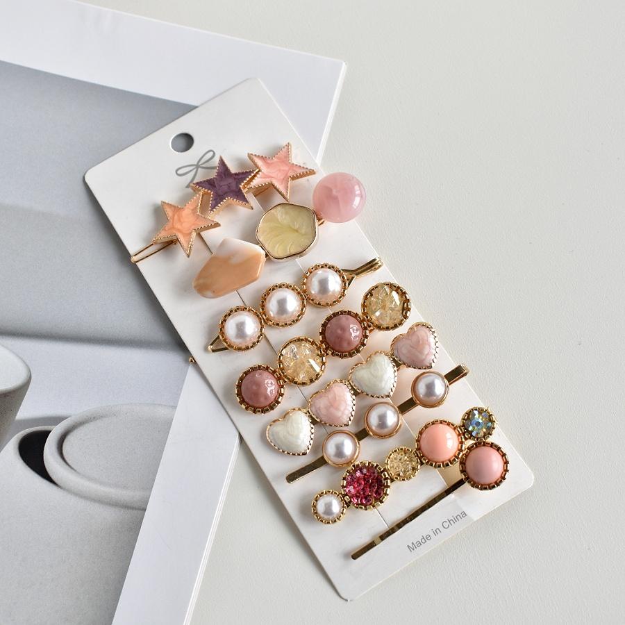 

8pcs/set Women s Crystal Resin hairpin set suitable for broken bangs with duck beak clip Ladies gift sweet and cute