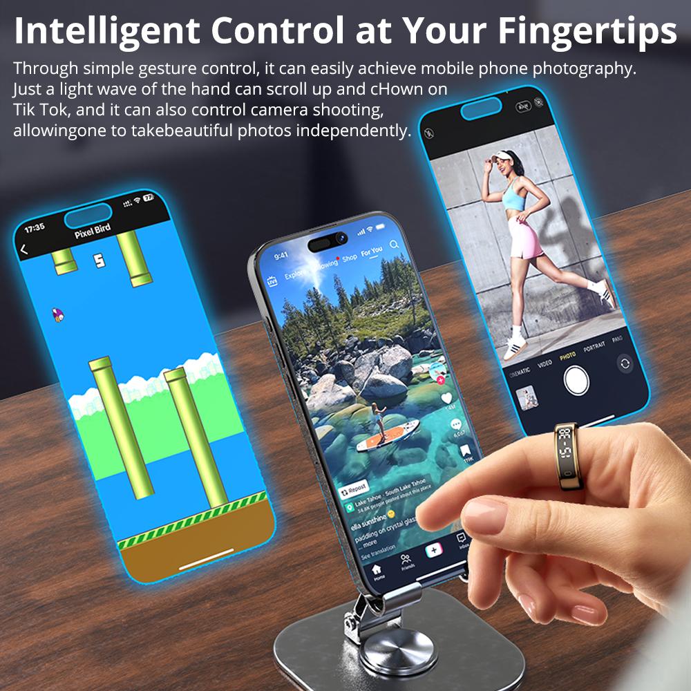 2026 COLMI R12 Smart Ring with Display Screen and Touch, Wireless Charging, Health Manager, 5 ATM Waterproof For Men Women
