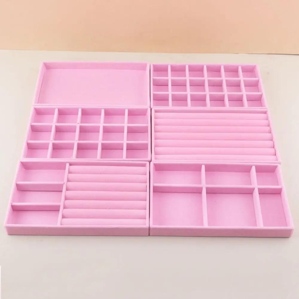 New Stackable Velvet Jewelry Storage Box Velvet Multicolor Organizer Trays Earring Holder Ring Bracelet