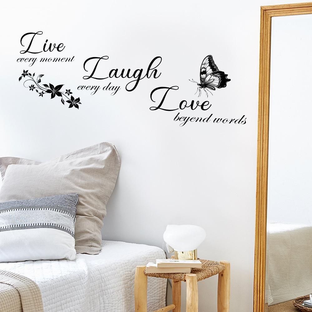 WZ9044 English Slogan LIVE LAUGH LOVE Bedroom Living Room Home Wall Decoration Wall Sticker
