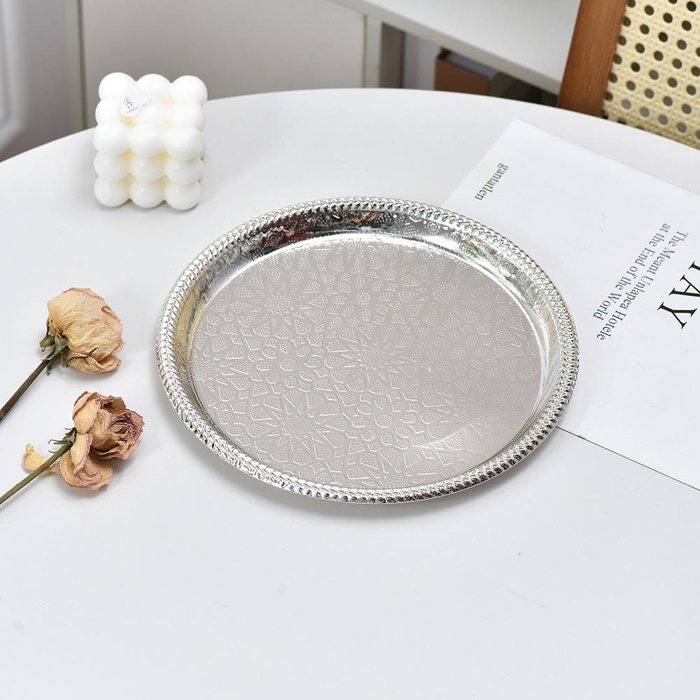 Gold Silver Metal Plate Fruit Plate Snack Bowl Storage Tray Cake Plates Jewelry Tray Bread Plates Dim Sum Dish Display Trays