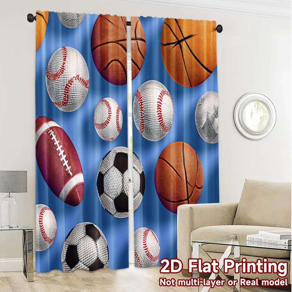 2D Flat Printing  JIT 2pcs   Curtains (Without Rod) Ball Parade Pattern Modern Curtains Versatile Polyester Fabric Curtains Room