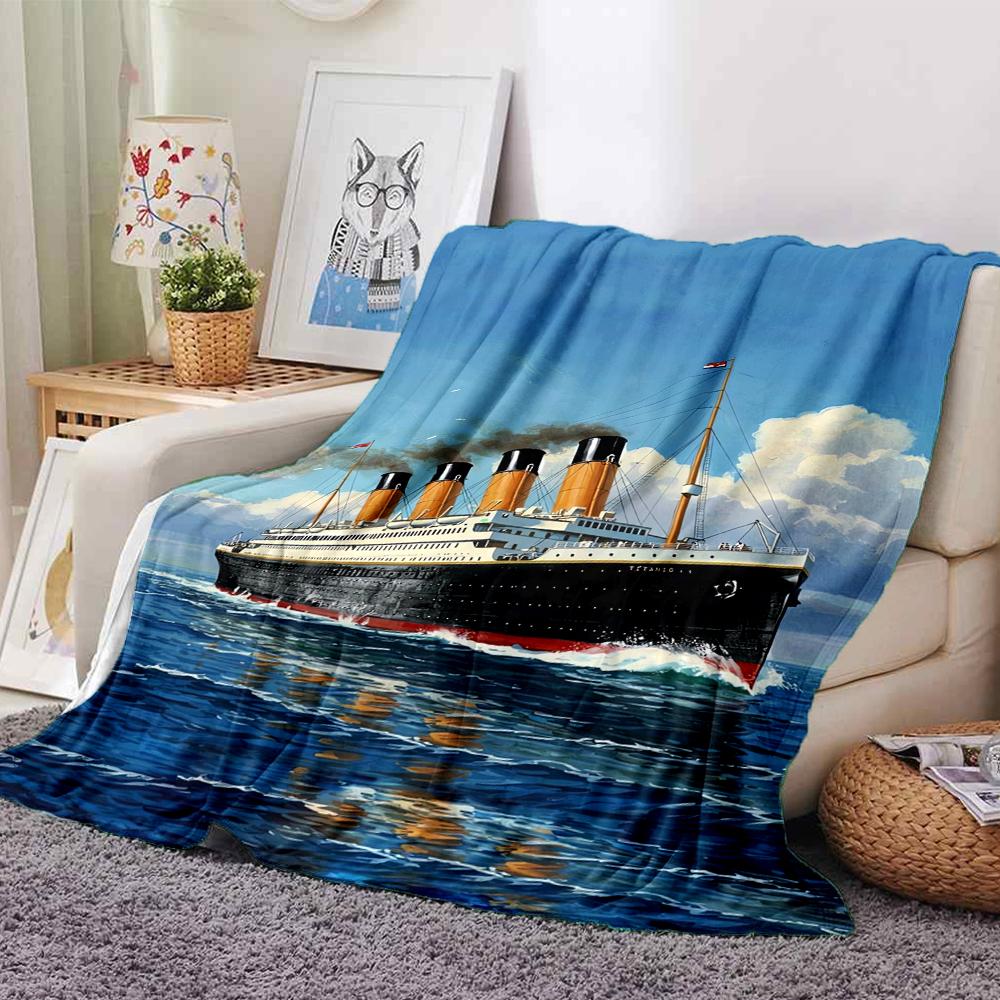Titanic Theme Printed Blanket - Perfect for Couch, Bed, Travel & Outdoor Use | Machine Washable, Cozy & Durable.