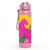 1PC Pink Leopard Tropical Leaf Art 750ml Color Plastic Sports Water Bottle Leakproof Flip Straw Lid For Sports Office Home Use