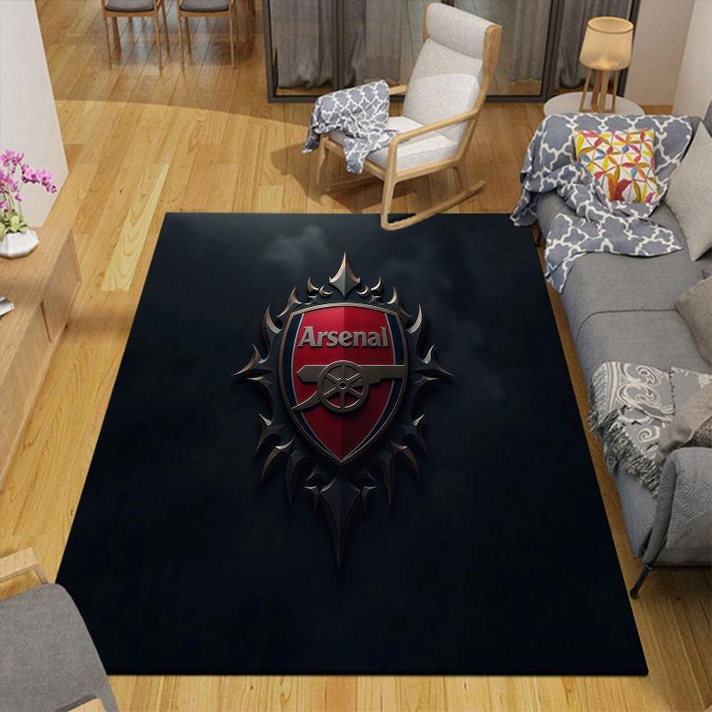 Arsenal Football Club Flanellmuster Quadratischer Teppich, Läufer, Teppich für Wohnzimmer Schlafzimmer Sofa Spielzimmer Dekor, Rutschfeste Fußmatte