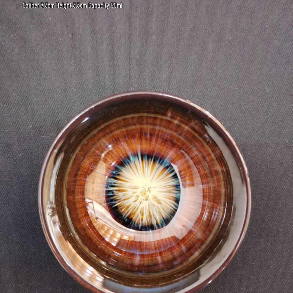 Jian Zhan Kiln-Change Ceramic Sand Gold Tea Cup - Hat-Shaped Tea Tasting Bowl