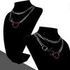 Women's Slip Chain Rainbow Heart O-Ring Chunky Chain Punk Necklace Cuban Jewelry Adjustable Lariat Y-Necklace Heart Loop Choker