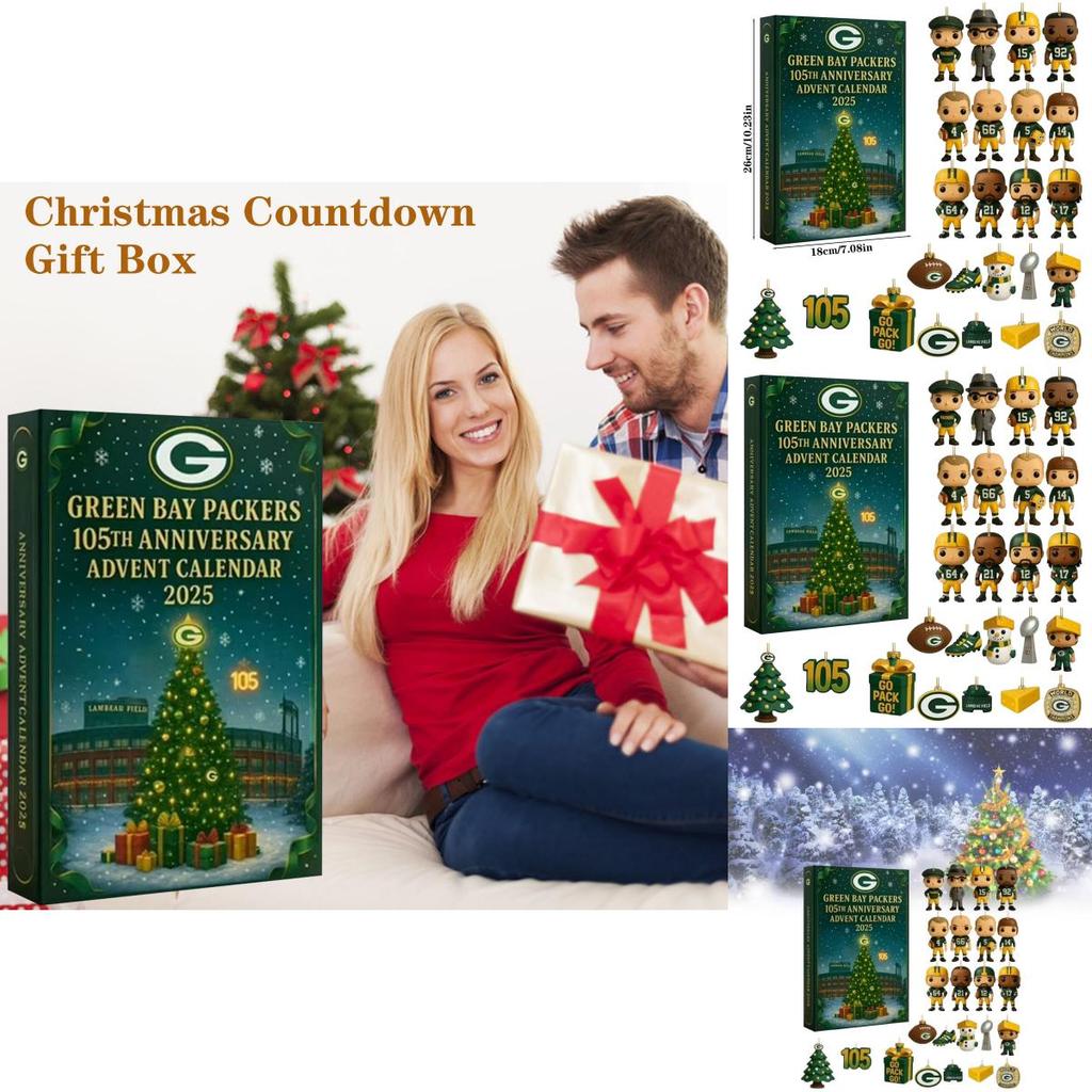 Green Bay Packers Jubiläums-Adventskalender Acryl Weihnachtsdeko Geschenk für Sportfans