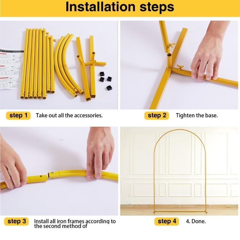 Goldener Eisen Hochzeitsbogen Dekor mit mehreren Größen Einfache Montage Party Hintergrundstruktur