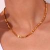 MamacitaSlay New In Minimalism Gold Plated Cuboid Beaded Necklace Waterproof Stainless Steel Jewelry On The Neck For Women