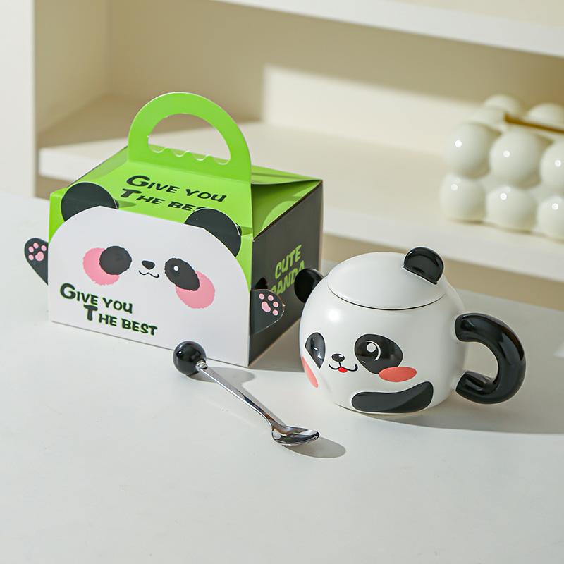 Creative panda water cup mug home office ceramic cup gift cartoon breakfast cup souvenir