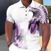 Animal Men's Polo Shirt Wolf and Eagle Men's Clothing Summer Casual Short Sleeve Top