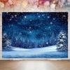 The feature is the Christmas Eve sky background featuring pine trees and blue-white snowflakes. The material is polyester.