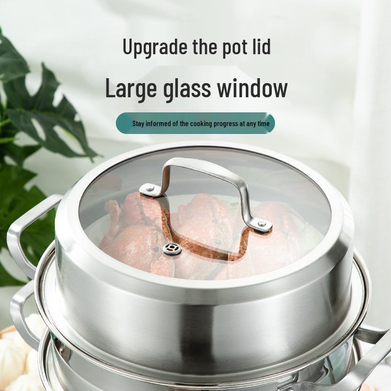 Nerezový parní hrnec s velkou kapacitou: Protiopaření, Vícevrstvý design pro vaření & dušení