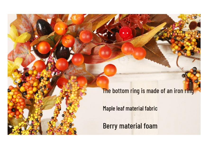 Harvest Festival Maple Leaf & Berry Wreath - Thanksgiving/Halloween Decor