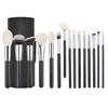 15dílná sada štětců na make-up s dřevěnou rukojetí a měkkými zvířecími štětinami: Obsahuje štětce na pudr, tvářenku a oční stíny