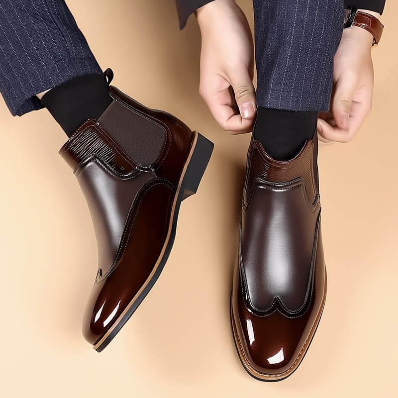 Men'S Chelsea Boots Luxury Brand Casual Leather Boots Classic Business Formal Botas New Pointed Ankle Boots For Men Big Size