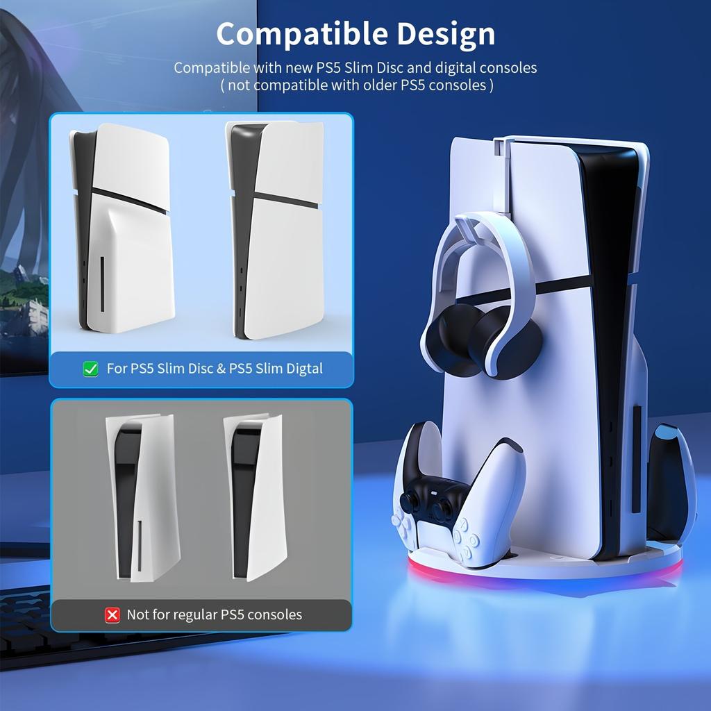 Colorful Luminous Bracket for PS5 Slim Game Console, Optical Version Digital Version Base Bracket for PS5 Slim Game Console