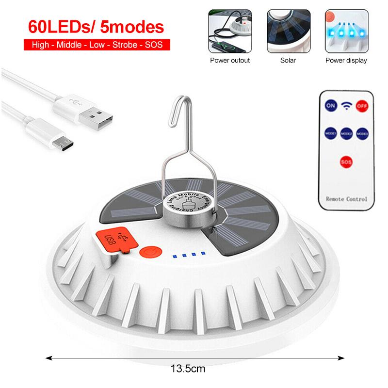 

3000LM супер мощный светодиодный солнечный светильник уличный IP65 водонепроницаемый солнечный светильник с крючком светодиодные лампы для патио сада гаража двора 60 LEDs