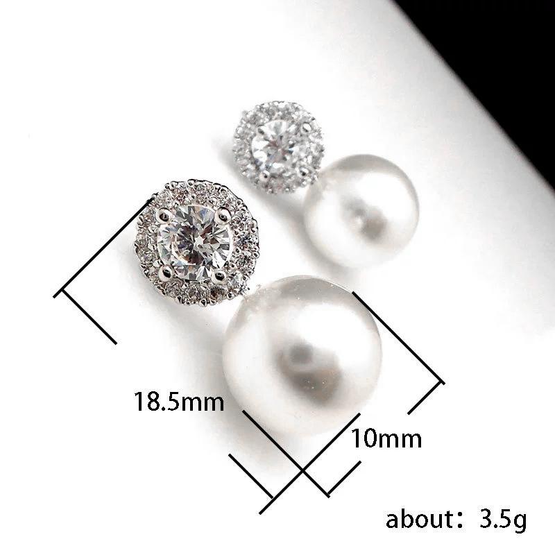 Huitan Imitation Pearl Lady Stud Earrings Elegant Female Accessories for Party Engagement Trendy Versatile Jewelry with Shiny CZ