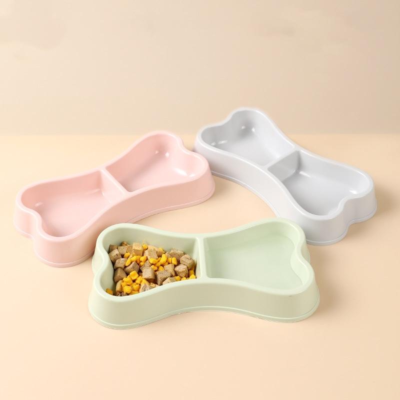 INS Manufacturer's Special Dog Bone Shaped Pet Double Bowl Maca Keel Shaped Dog Double Bowl Pet Bowl for Home Decoration