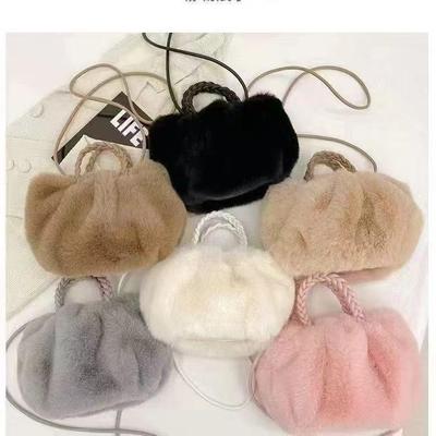 2025 Autumn/Winter Women's Cute Cloud Pumpkin Plush Shoulder Bag with Woven Strap - Fashionable and Versatile