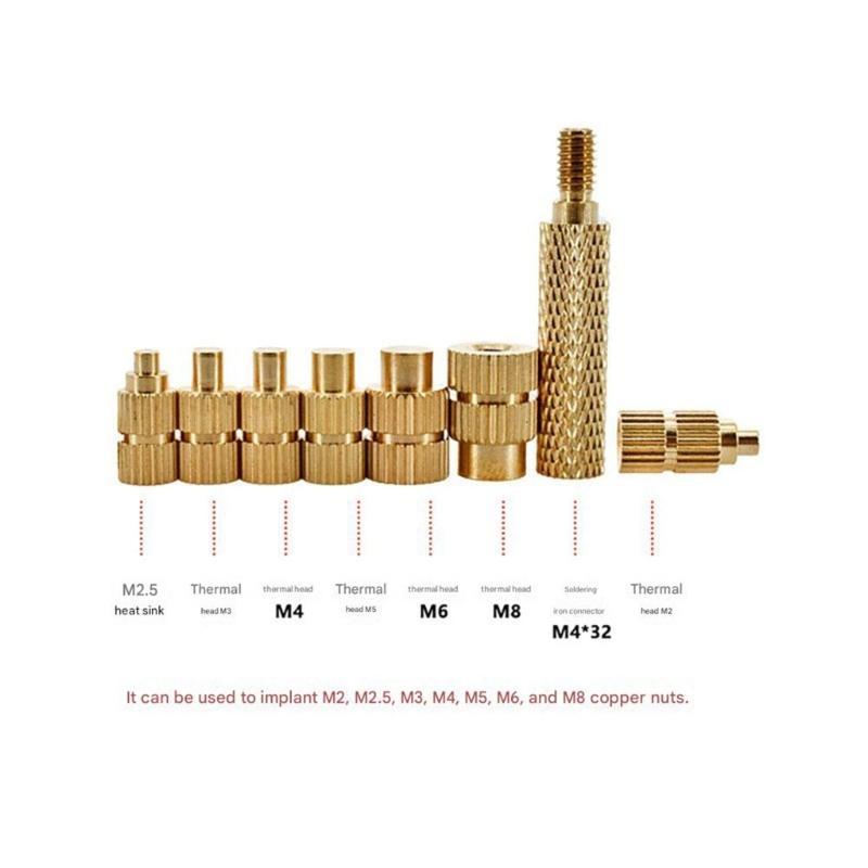 Metal Embedded Thread Insertion Kits Professional Hot Melt Insets Nut 2mm-8mm Insert Soldering Iron Tip Head Enduring