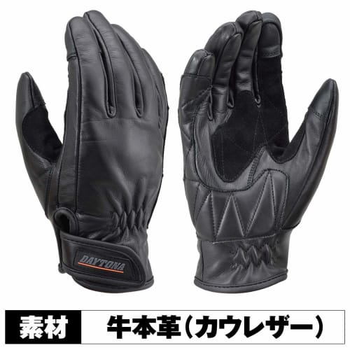 Daytona Motorcycle Gloves Spring/Summer/Autumn/Winter Genuine Leather (Cowhide) Compatible with Smartphones Cow Leather Standard Gloves HBG-109 Black