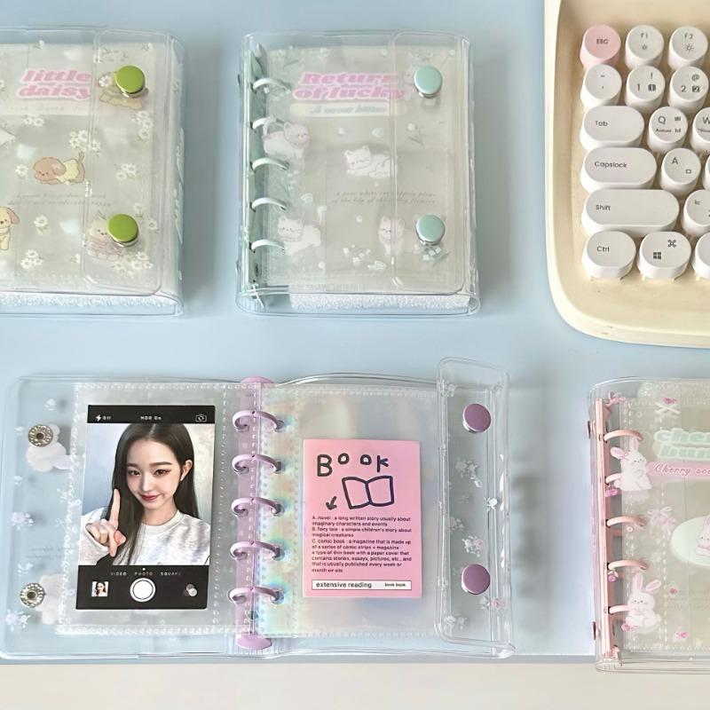 M5 Cute Double Buckle Transparent Pvc Binder Album For Photocard Sticker Storage
