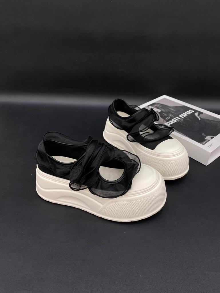 Small 7cm thick bottom 2025 summer new mesh Mary Jane bag head slippers women's muffin bottom light and half drag