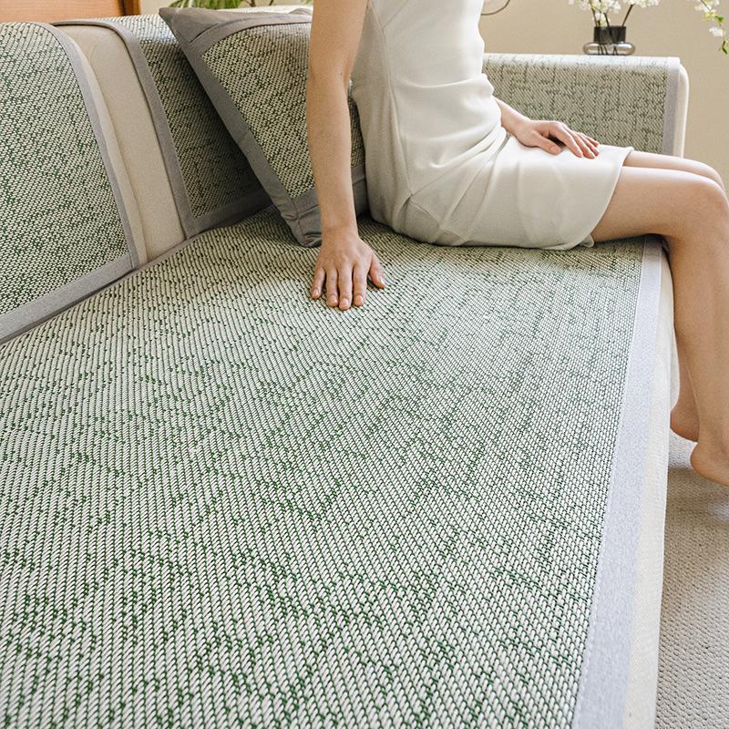 Summer Rattan Mat Cool Sofa Cushion Summer Ice Rattan Non-Slip Straight Row Seat Cushion Sofa Cover Cloth Towel  New Model