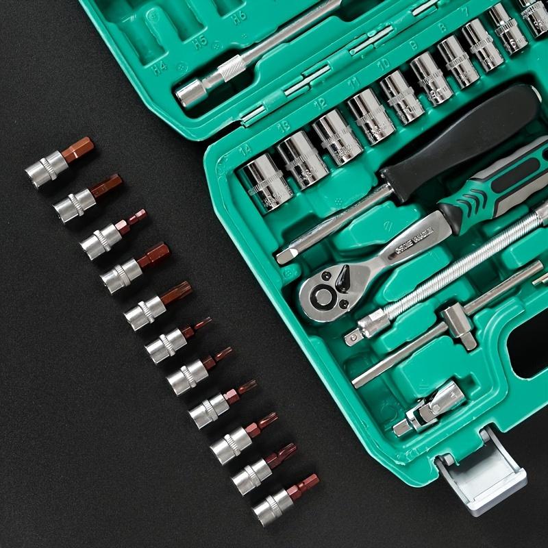 53pcs Socket Ratchet Wrench Bit Set 24Tooth Handle Metric Mechanics Tool Automotive Repair Home Use Customizable OEM Hard Case