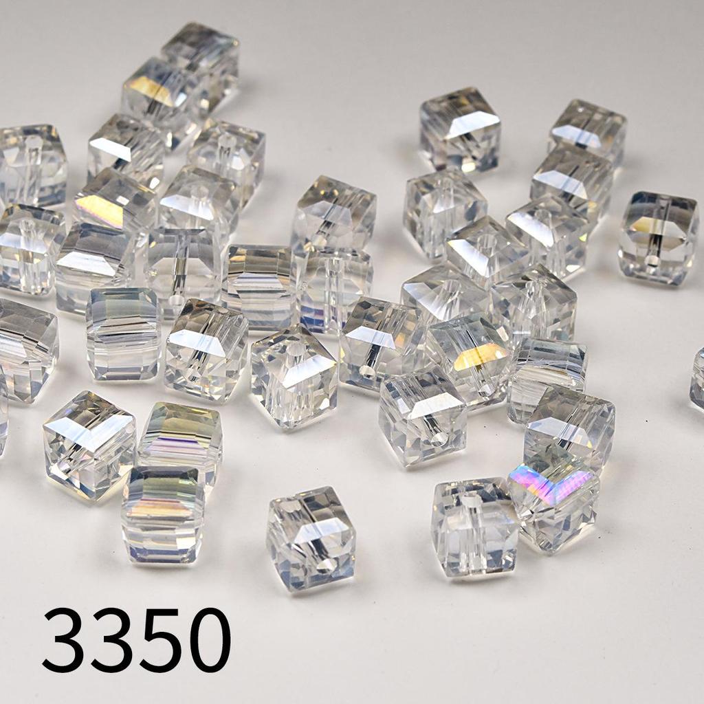 50pcs 8mm High Transparency Colorful Square Glass Beads for Phone Chain & Bracelet Making
