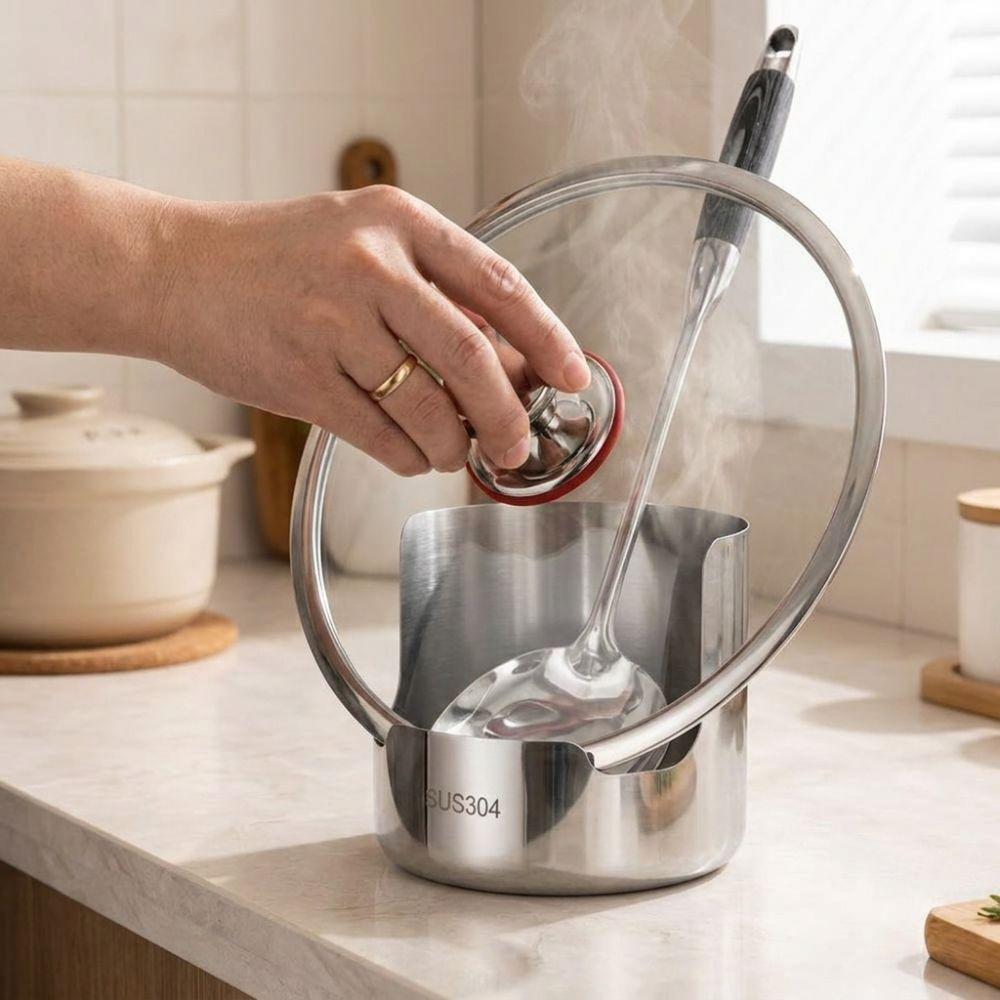 Stable Pot Lid Storage Rack Stainless Steel Spatula Holder Multi-functional Chopsticks Stand  Home