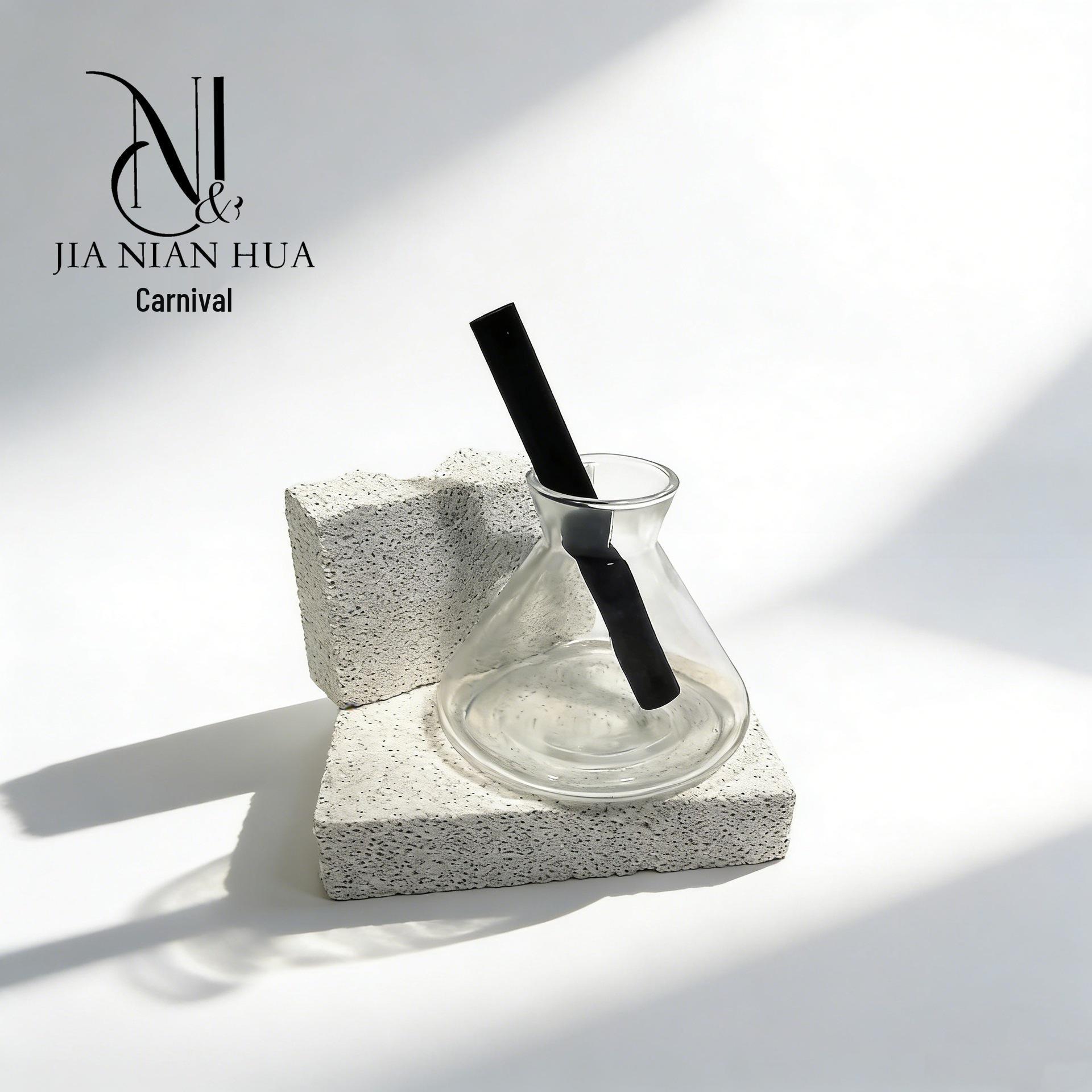 Creative Glass Aromatherapy Bottle with Diffuser Sticks – Horn-Shaped, Spray-Painted Design with High-End Feel