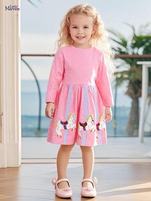 Autumn Cotton Cartoon Dresses for European & American Girls