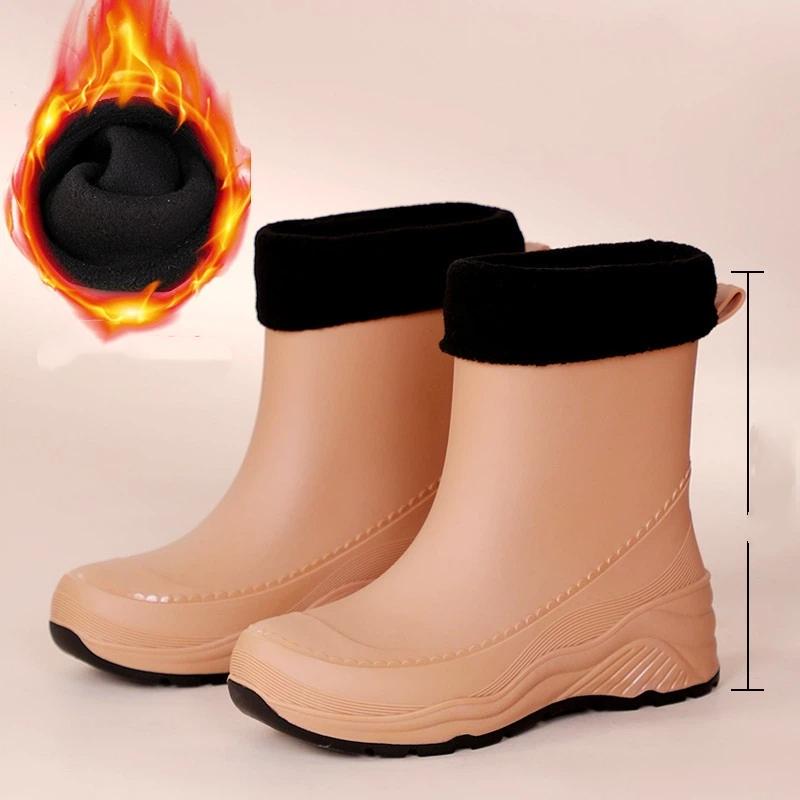 Ladies' Winter Fashionable Soft Breathable Cotton Rain Shoes