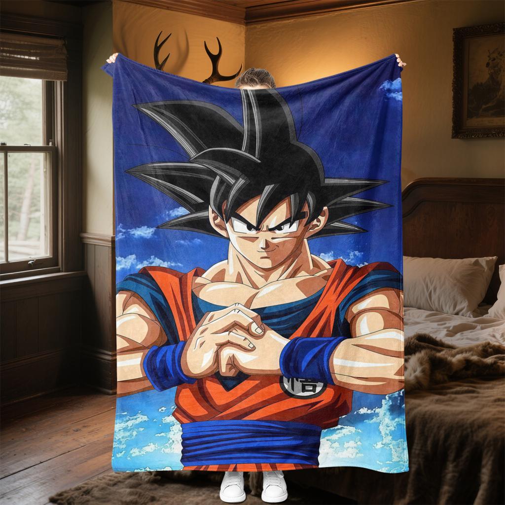 1PC DRAGON BALL Print Flannel Blanket, High quality All Seasons, Home Decor, Warmth and Comfort, Perfect for Christmas Gifts