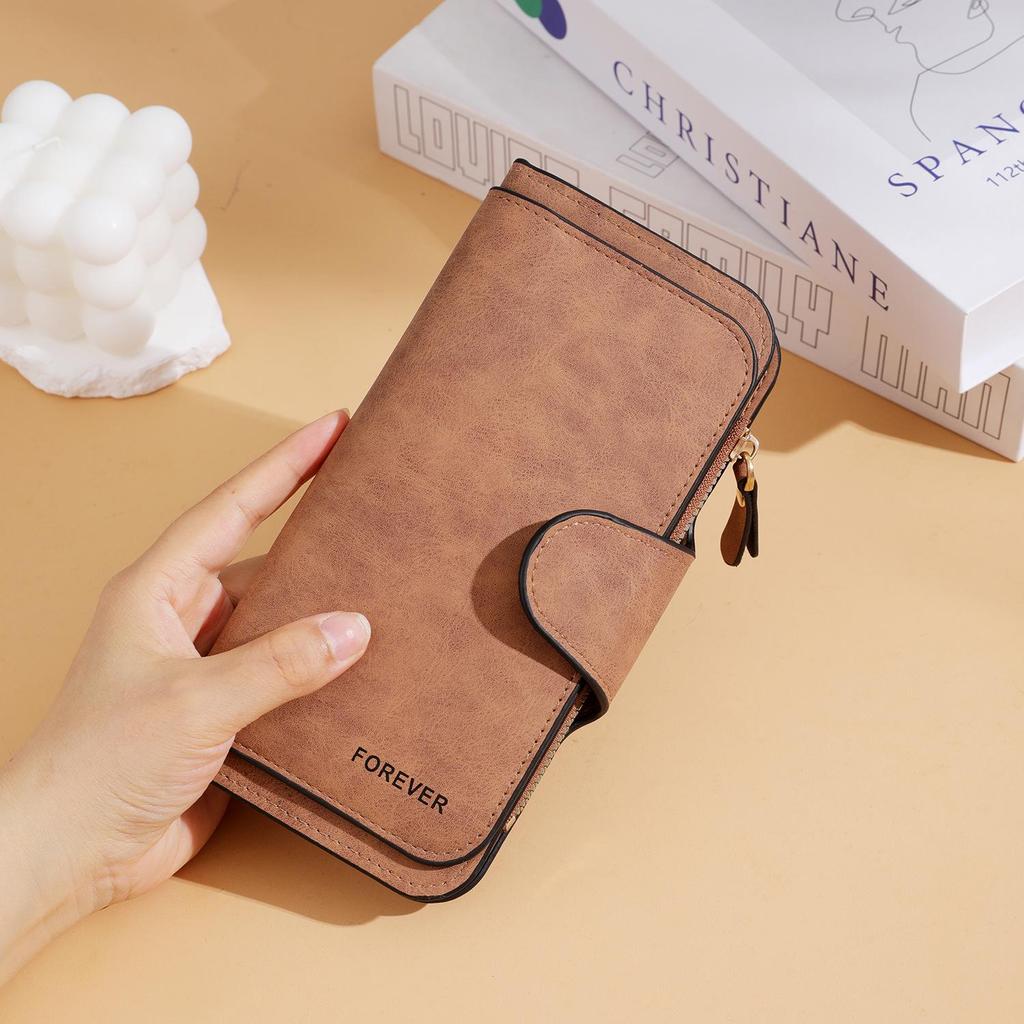 Women's Retro Cross-Border Large Capacity PU Leather Snap Button Wallet